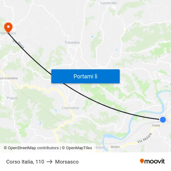 Corso Italia, 110 to Morsasco map