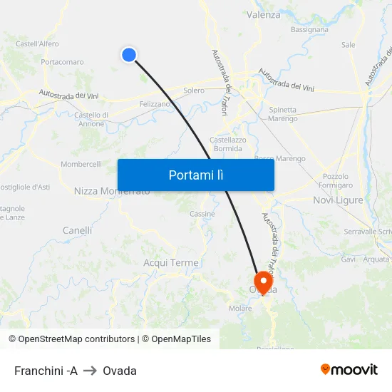 Franchini -A to Ovada map