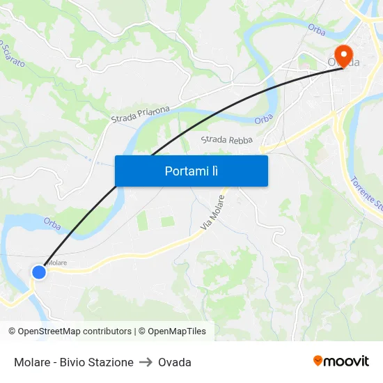 Molare - Bivio Stazione to Ovada map