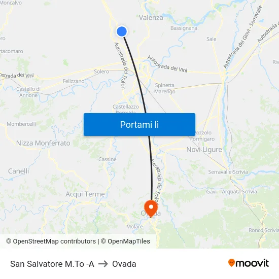 San Salvatore M.To -A to Ovada map