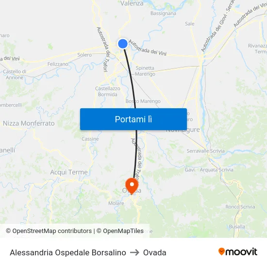Alessandria Ospedale Borsalino to Ovada map