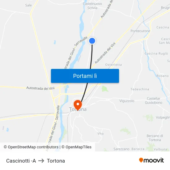 Cascinotti -A to Tortona map