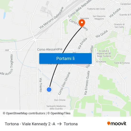 Tortona - Viale Kennedy 2 -A to Tortona map