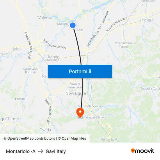 Montariolo -A to Gavi Italy map