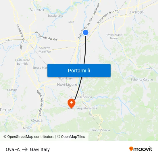 Ova -A to Gavi Italy map