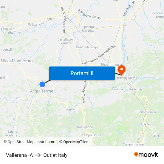 Vallerana -A to Outlet Italy map
