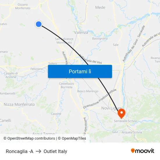 Roncaglia -A to Outlet Italy map