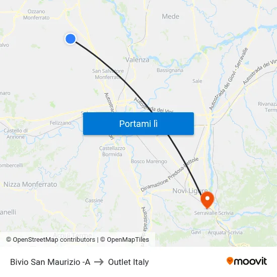 Bivio San Maurizio -A to Outlet Italy map