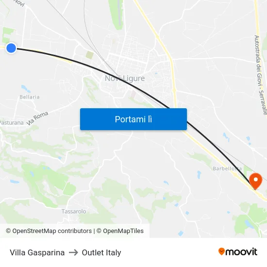 Villa Gasparina to Outlet Italy map