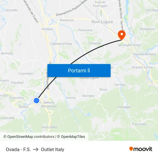 Ovada - F.S. to Outlet Italy map