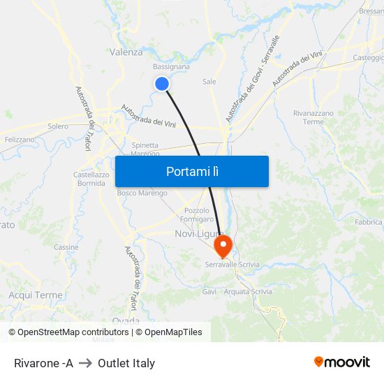 Rivarone -A to Outlet Italy map