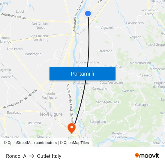 Ronco -A to Outlet Italy map