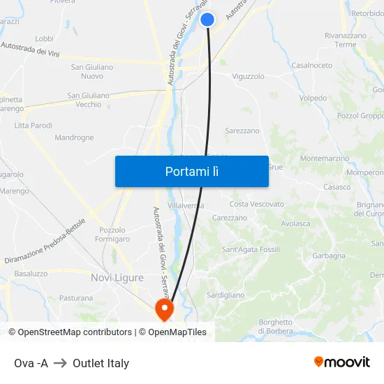Ova -A to Outlet Italy map