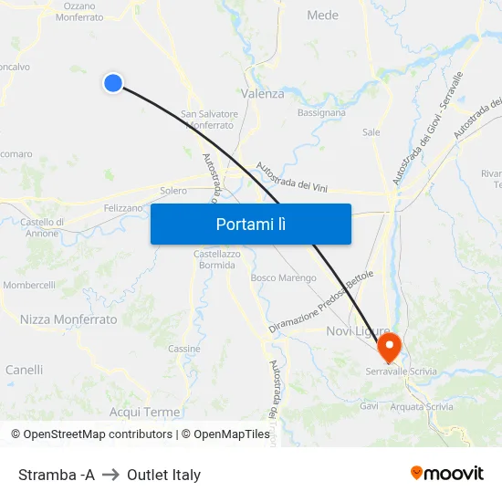 Stramba -A to Outlet Italy map