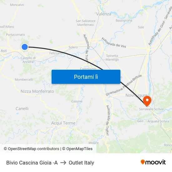 Bivio Cascina Gioia -A to Outlet Italy map