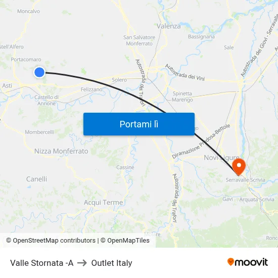 Valle Stornata -A to Outlet Italy map