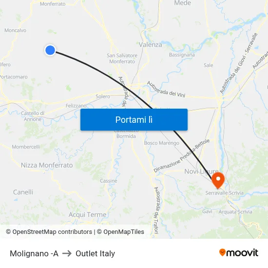 Molignano -A to Outlet Italy map