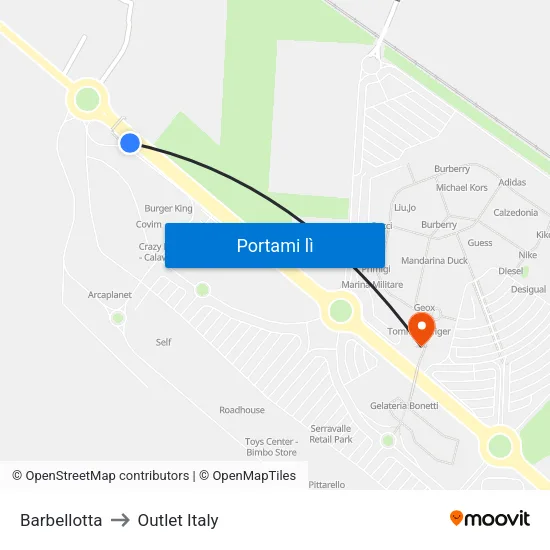 Barbellotta to Outlet Italy map