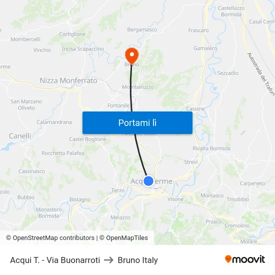 Acqui T. - Via Buonarroti to Bruno Italy map