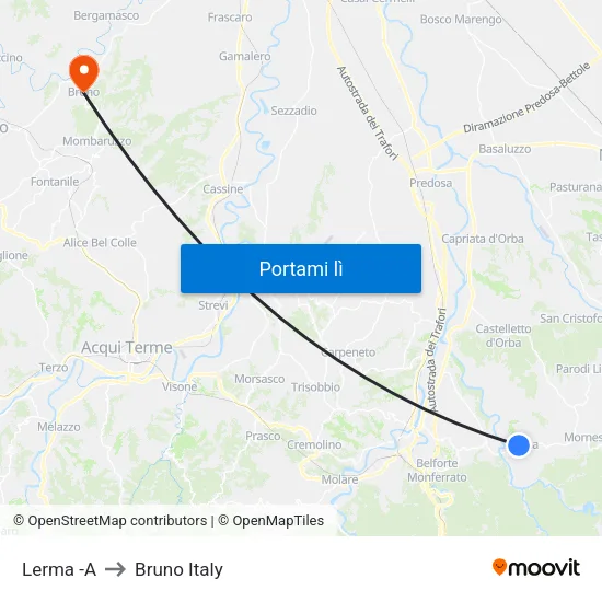Lerma -A to Bruno Italy map