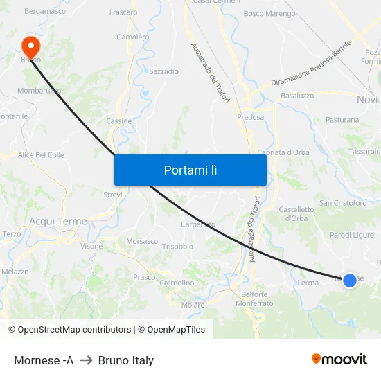 Mornese -A to Bruno Italy map