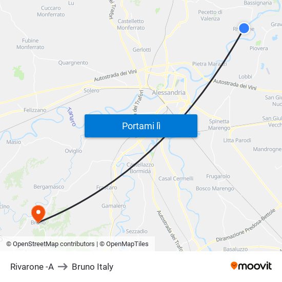 Rivarone -A to Bruno Italy map