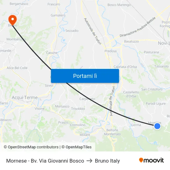 Mornese - Bv. Via Giovanni Bosco to Bruno Italy map