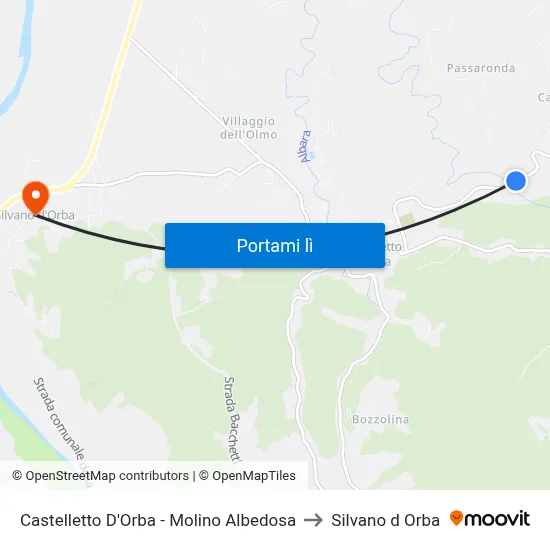 Castelletto D'Orba - Molino Albedosa to Silvano d Orba map