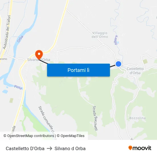 Castelletto D'Orba to Silvano d Orba map