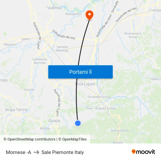 Mornese -A to Sale Piemonte Italy map