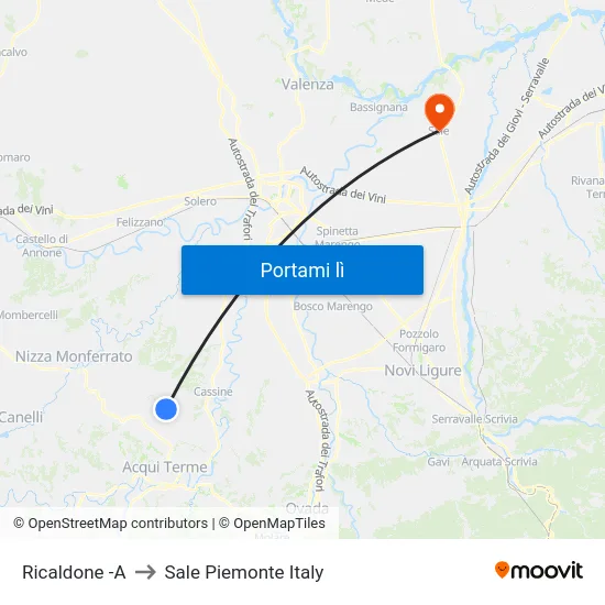 Ricaldone -A to Sale Piemonte Italy map