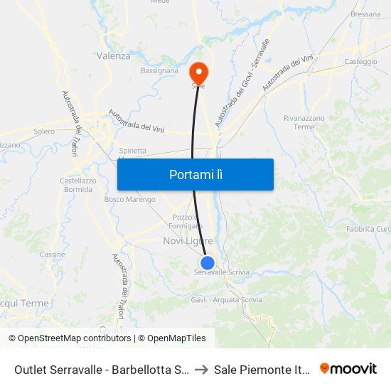 Outlet Serravalle - Barbellotta Sud to Sale Piemonte Italy map