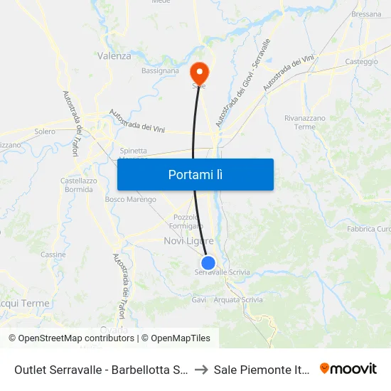 Outlet Serravalle - Barbellotta Sud to Sale Piemonte Italy map