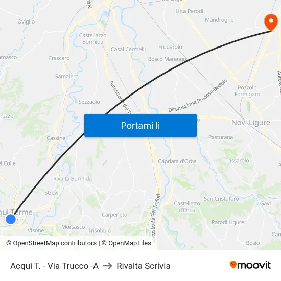 Acqui T. - Via Trucco -A to Rivalta Scrivia map