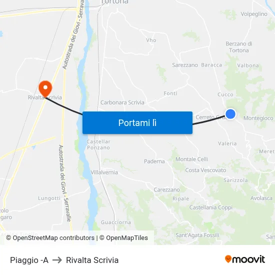 Piaggio -A to Rivalta Scrivia map