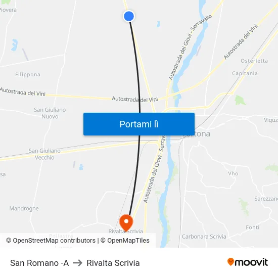 San Romano -A to Rivalta Scrivia map