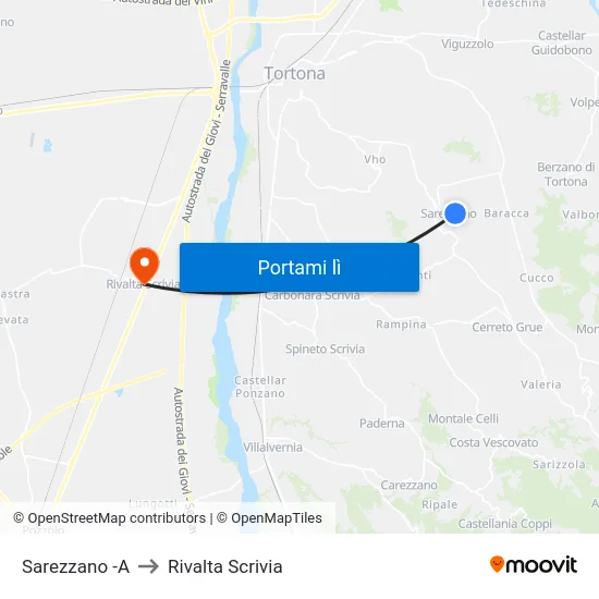 Sarezzano -A to Rivalta Scrivia map
