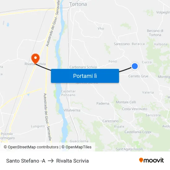 Santo Stefano -A to Rivalta Scrivia map