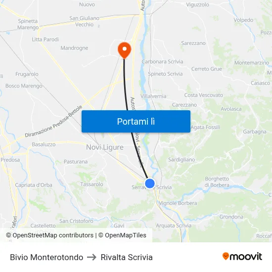 Bivio Monterotondo to Rivalta Scrivia map