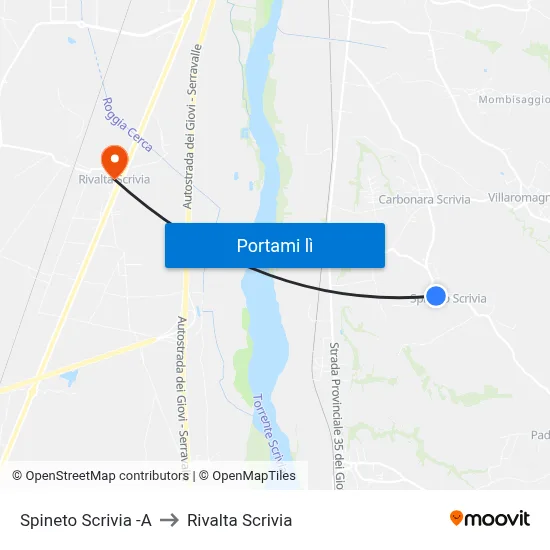 Spineto Scrivia -A to Rivalta Scrivia map