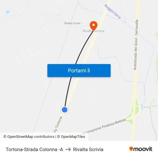 Tortona-Strada Colonna -A to Rivalta Scrivia map