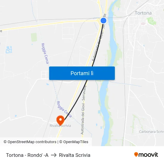 Tortona - Rondo' -A to Rivalta Scrivia map