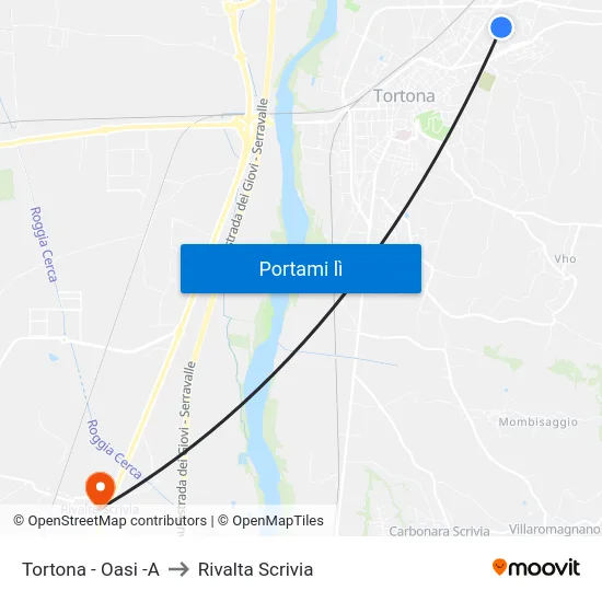Tortona - Oasi -A to Rivalta Scrivia map