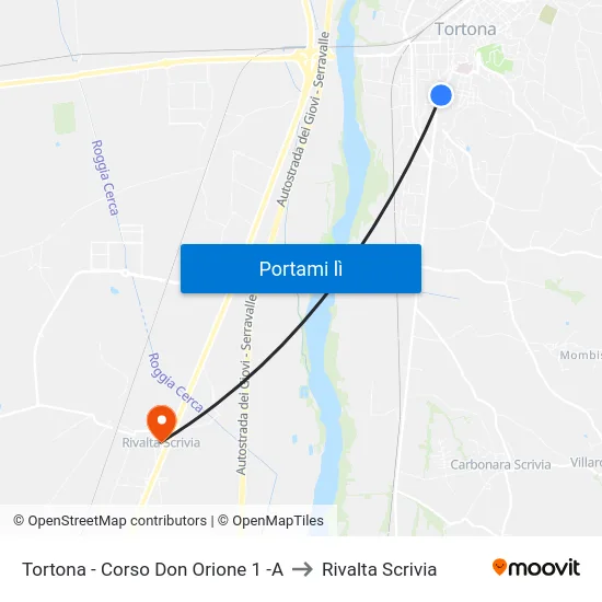 Tortona - Corso Don Orione 1 -A to Rivalta Scrivia map