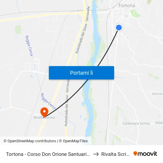 Tortona - Corso Don Orione Santuario -A to Rivalta Scrivia map