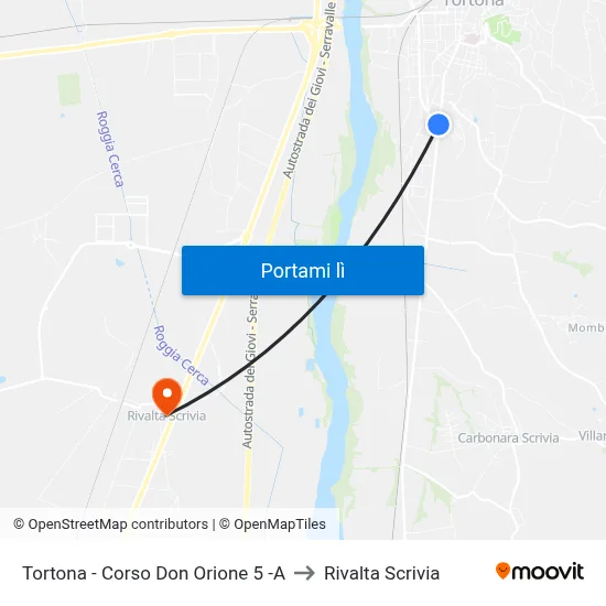 Tortona - Corso Don Orione 5 -A to Rivalta Scrivia map
