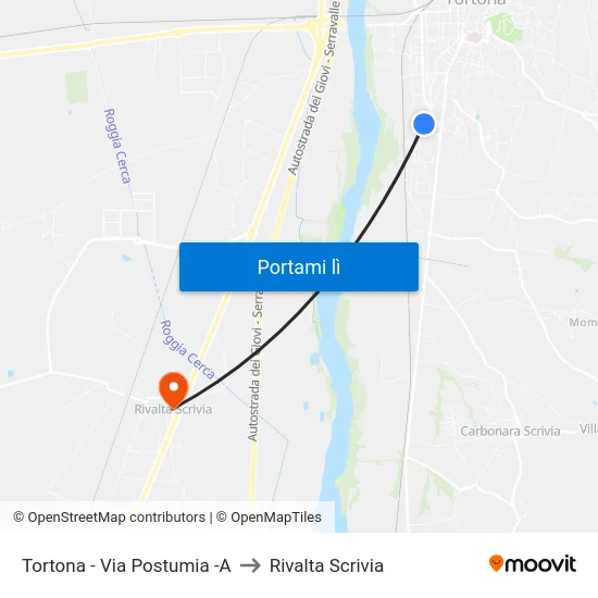 Tortona - Via Postumia -A to Rivalta Scrivia map