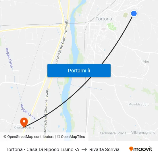Tortona - Casa Di Riposo Lisino -A to Rivalta Scrivia map