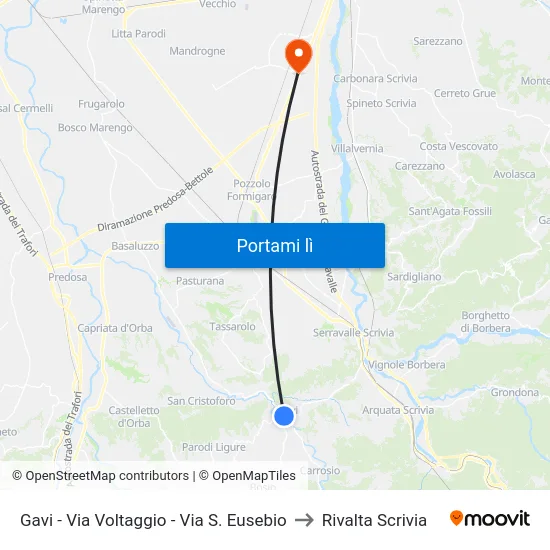 Gavi - Via Voltaggio - Via S. Eusebio to Rivalta Scrivia map