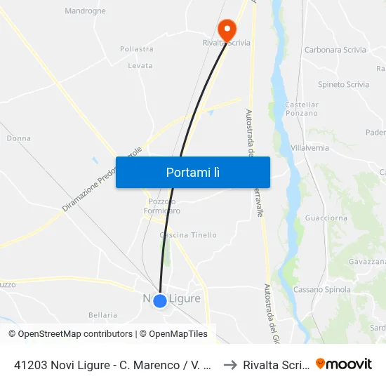 41203 Novi Ligure - C. Marenco / V. Peloso to Rivalta Scrivia map